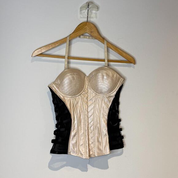 Cream Faux Leather Corset - Picture 3 of 8